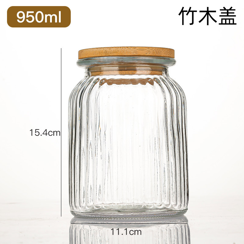 透明玻璃密封茶叶罐批发复古糖果罐竹盖杂粮零食收纳罐家用商用|undefined
