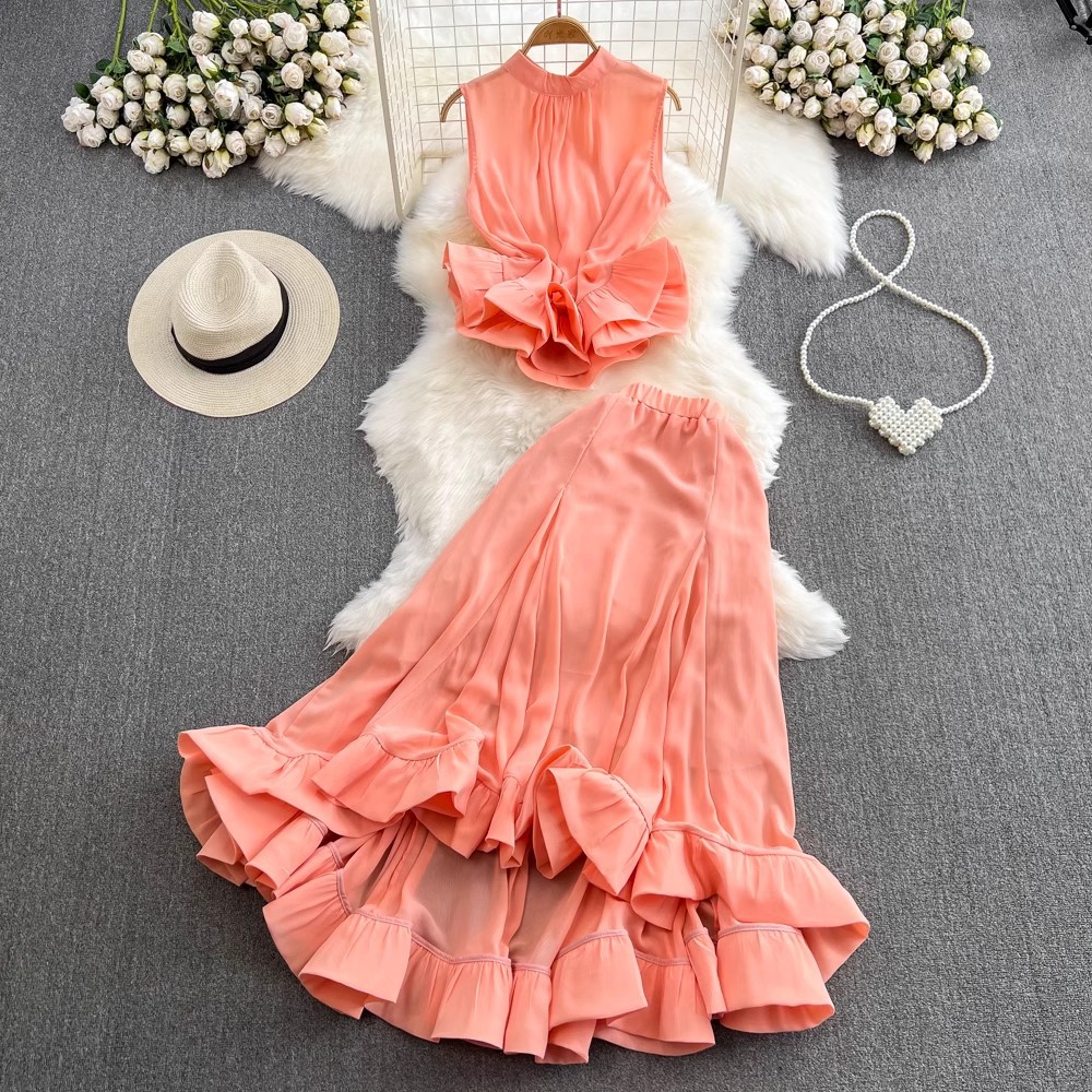 Elegant Sleeveless Blouse & Mermaid Skirt Set – High Waist Tailored Fit (5 Colors, One-Size)​_ecoleips.com