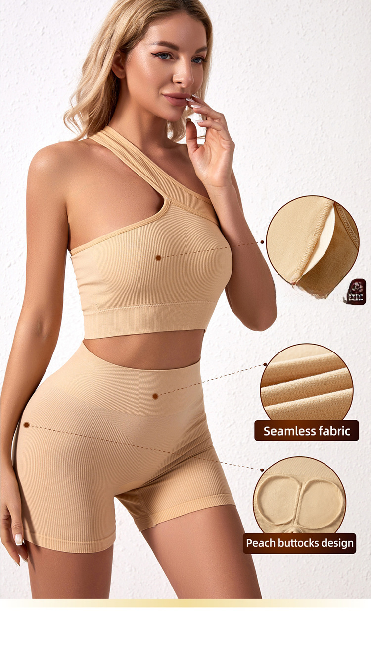 New Sports Vest Women's High Strength Shockproof Underwear Belly-lifting Shorts Split Fitness Yoga suit_voghion.com