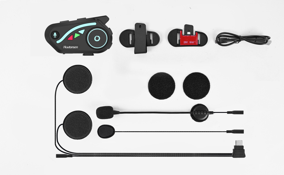 Cross-Border V8 High-Quality Soundproof Bluetooth Headset for Both Rain and Shine, Built-In Waterproof, Compatible with Full-Face Motorcycle Helmets