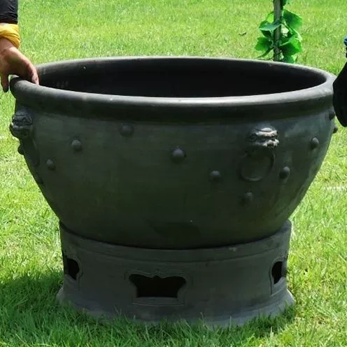 Old Beijing fish basin black pottery ancient method cylinder courtyard old-fashioned ceramic water-raised goldfish turtle lotus mud tile fish tank