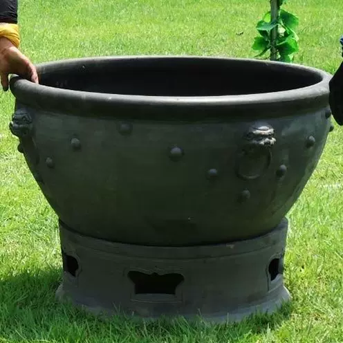 Old Beijing fish basin black pottery ancient method cylinder courtyard old-fashioned ceramic water-raised goldfish turtle lotus mud tile fish tank