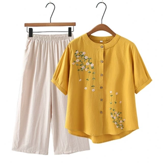 母亲节妈妈夏装套装2026新款洋气衣服中老年女装奶奶装短袖T恤衫