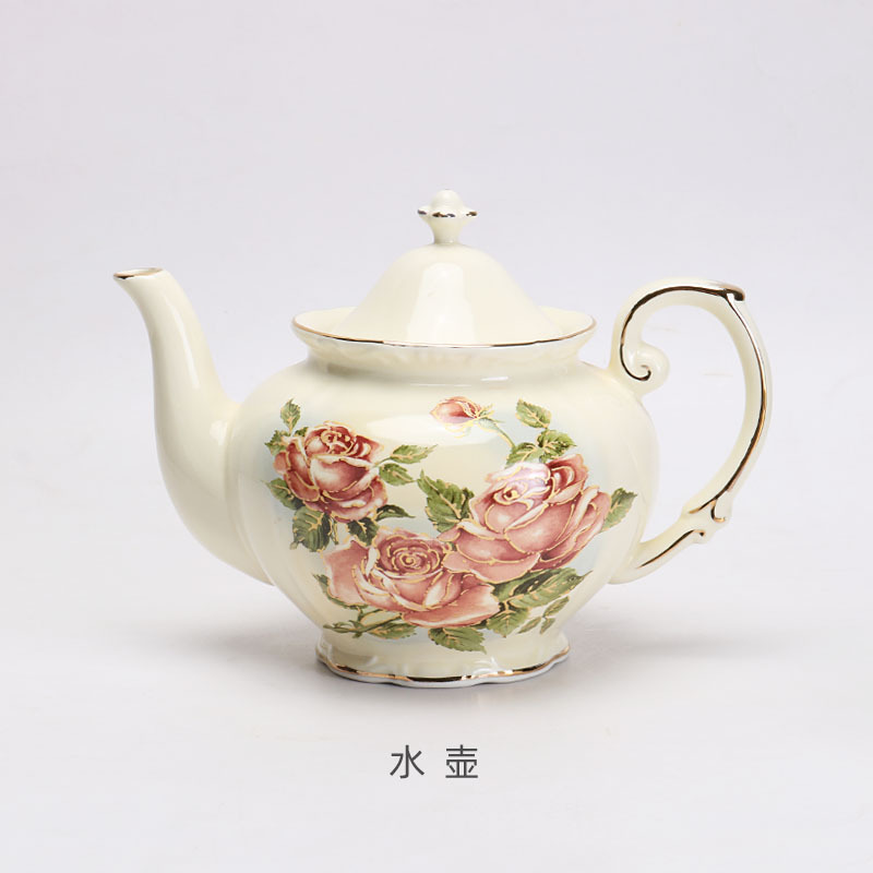 French Retro Phnom Penh Color crema Té de la tarde fresco Taza de café Plato Taza de té con leche de boca grande Tetera Juego de caja de regalo