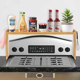 厨房灶台收纳架木质燃气灶顶部调料收纳架台面烤炉多用途整理架
