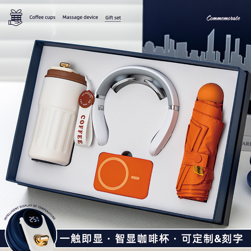 Regalo de empresa personalizable, taza de vacío de café, juego de caja de regalo, logotipo de impresión de actividades de la empresa, regalo de mano para los empleados