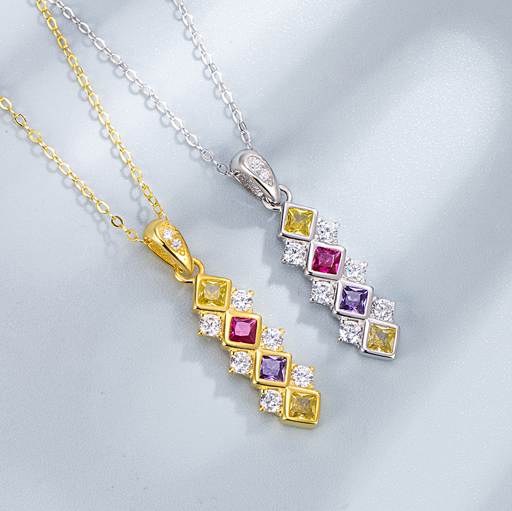 2g Weight Jewelry Set Classification Earrings + Necklace Quantity Weekend, Daily Occasion 925 Sterling Silver Material Geometric Pattern Women's Gender Simple Style, Classic Style Style 925 Sterling Silver Jewelry Suit Exquisite Diamond-Shaped Light Luxury Necklace Earrings Jewelry Set 4
