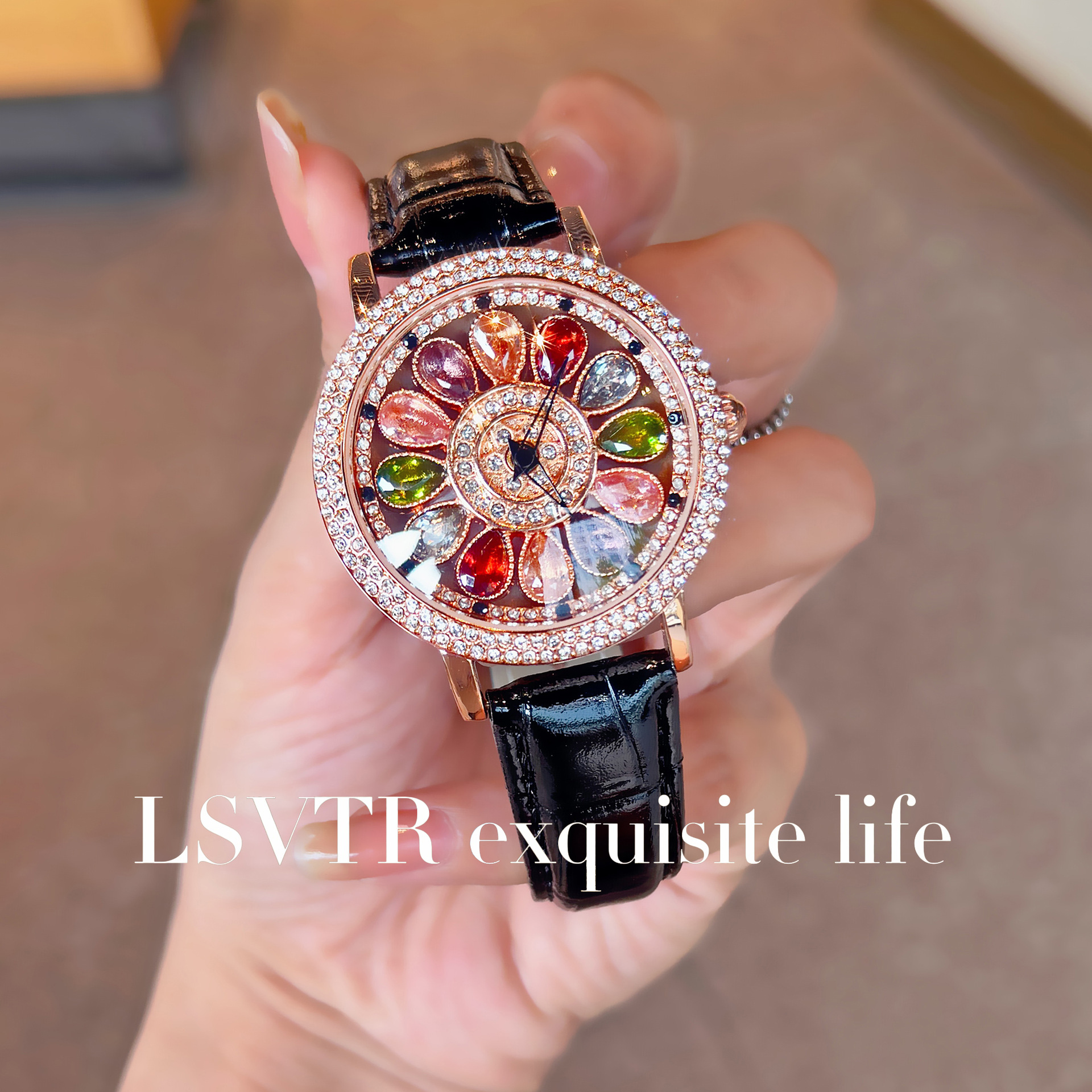 Factory direct foreign trade tremolo live colorful peacock diamond watch women's fashion luxury women's watch