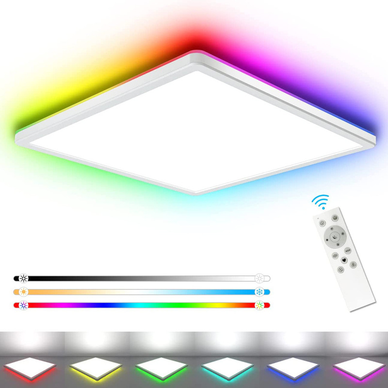 Embedded LED Ceiling Lamp with RGB Backlight 24W Dimmable RGB Backlight Ceiling Ultra-thin Explosive Ceiling Lamp