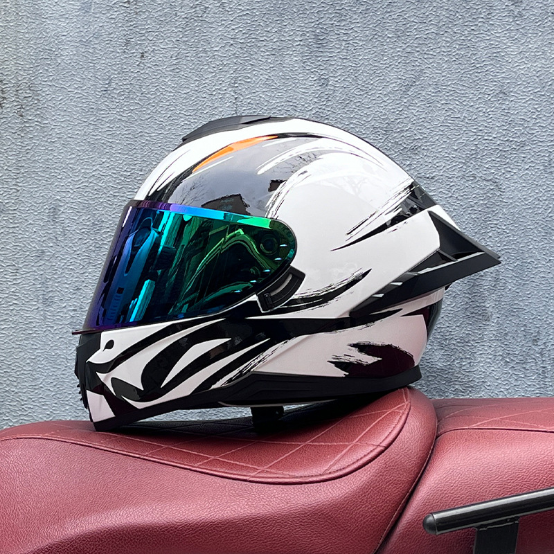 Casco integral transfronterizo DOT de la versión mejorada de LVS con doble lente para hombres, casco de seguridad universal para todas las estaciones para motociclistas femeninas, casco de motocicleta con doble lente.