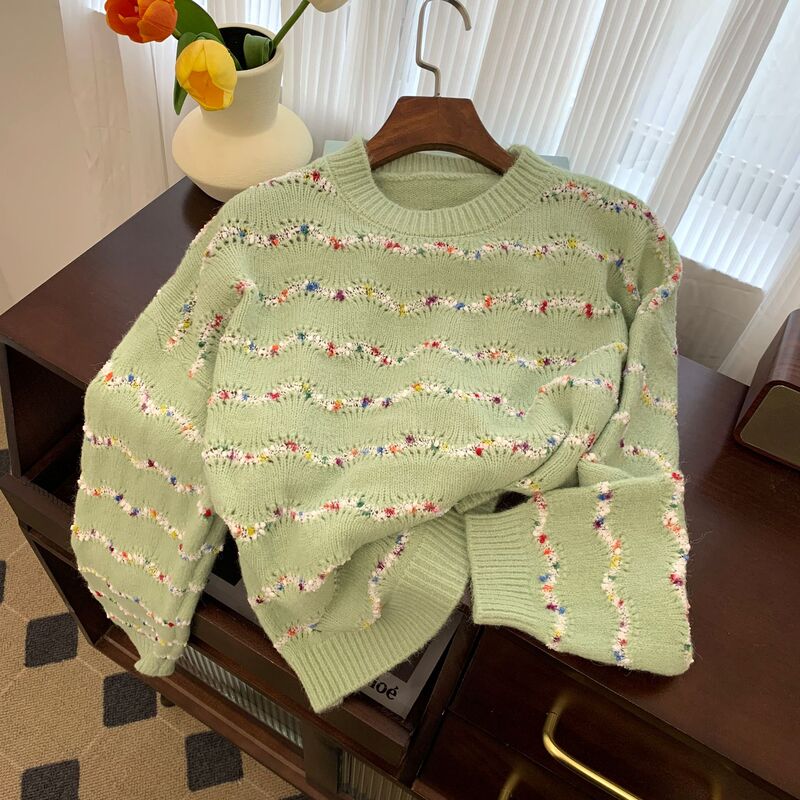 Stylish Lazy Style Pullover Sweater Top Women's Autumn and Winter New Hot Style Girly Elegant regular Casual Sweater