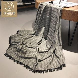 Spring and Autumn New Artistic Cotton and Linen Scarf Women Solid Color Cross-border Foreign Trade European and American Jacquard Scarf Men's Amazon Turban