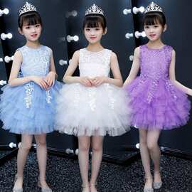 六一新款儿童蓬蓬裙舞蹈服女孩公主裙幼儿园演出服宝宝跳舞裙纱裙