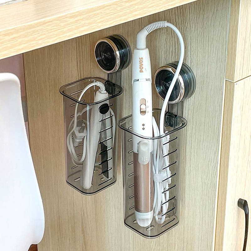 Suction Cup Curling Hair Rod Storage Rack Wall-mounted Punch-free Toilet Washstand Wall Straight Hair Comb Dormitory Storage Rack