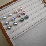 仿海水马贝炫彩澳白真多麻樱花粉铂金灰玻璃半孔圆珠散珠DIY配件