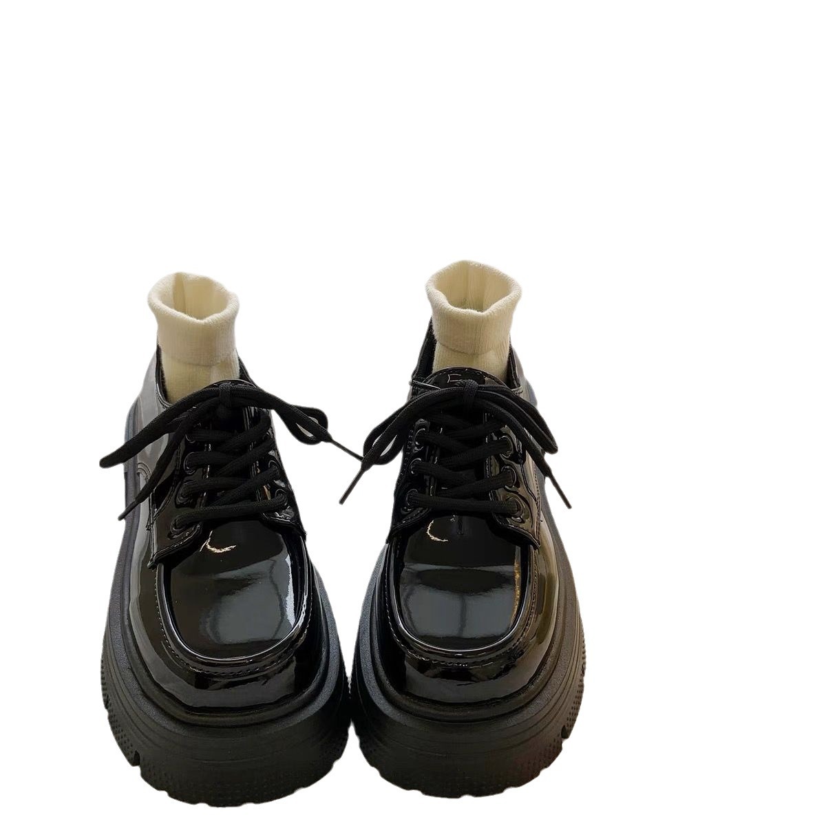 Modas mary-zhen verano zapatos de cuero mujeres estilo británico 2024 nuevos zapatos lefour cordones negros zapatos de sola gruesa