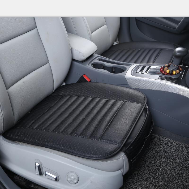 Breathable PU Leather | Universal Seat cushion, seat cover - front-single-piece-with-bamboo-charcoal-black