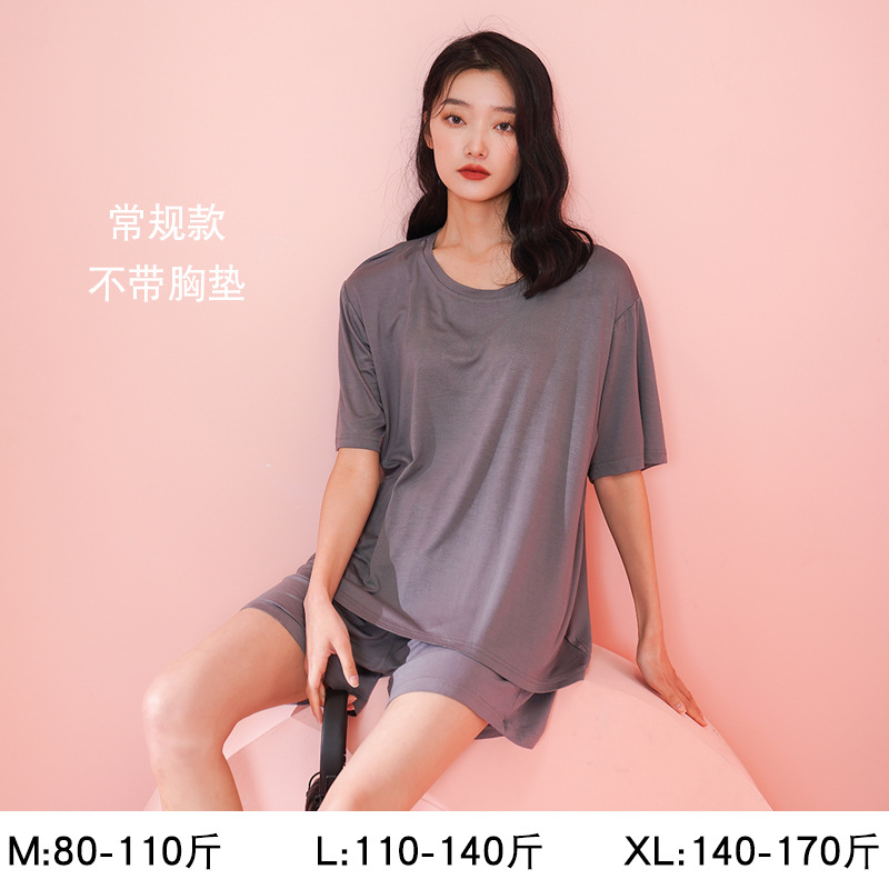 MT2030 가슴 패드가 없는 회색 반팔 반바지