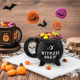 跨境陶瓷女巫马克杯万圣节搞怪咖啡杯黑色特色巫婆水杯礼品印logo