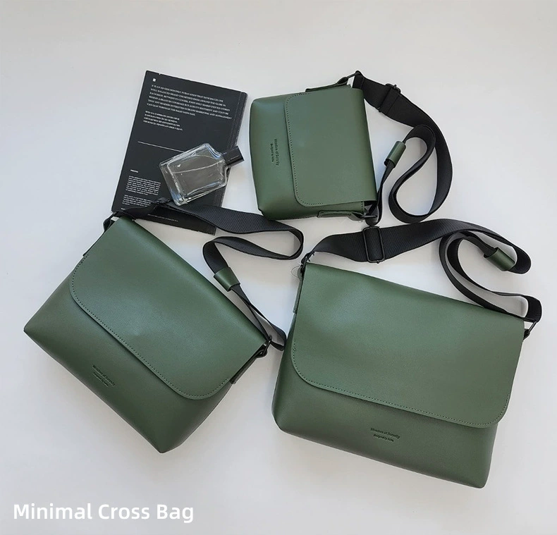 Shoulder bag, polyurethane, square, wear‑resistant Korean style, 3 sizes
