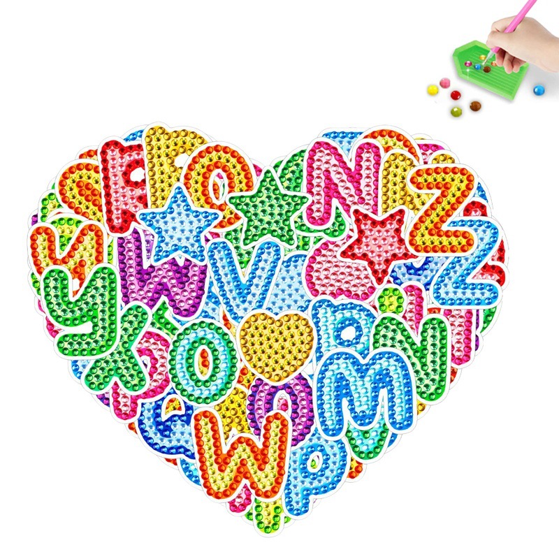 Pegatinas educativas DIY de diamantes con alfabeto inglés de 26 letras para niños, arte transfronterizo, venta al por mayor