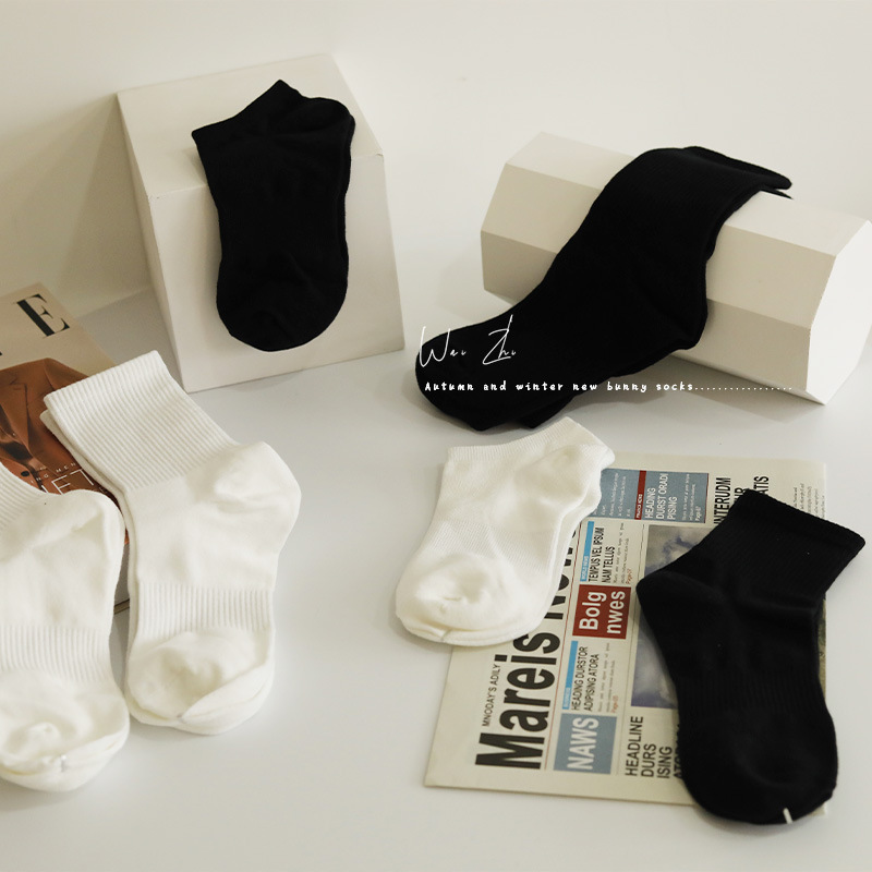 Thin Low-Cut Cotton Socks, Invisible Short Boat Socks for Women, Solid Color Casual Mid-Calf Sports Couple Socks, Wholesale Versatile