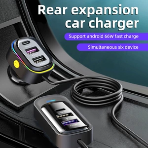 Yeni Avtomobil USB Şarj Cihazı Arxa Çox Portlu 66W Sürətli Şarj