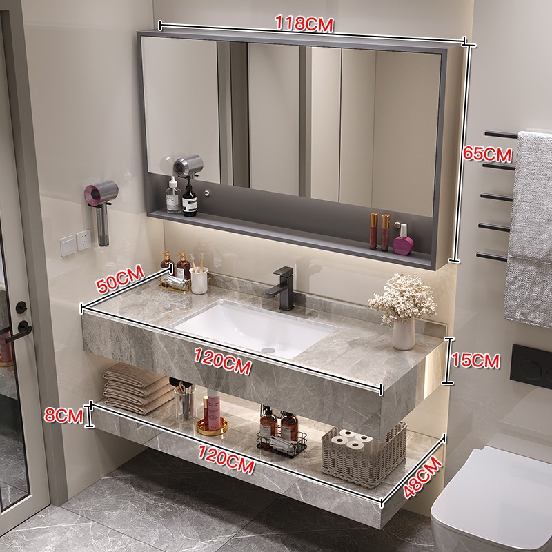 Gabinete de baño moderno y simple combinación de encimera de cerámica de pizarra brillante hotel de alojamiento residencial inodoro lavabo lavabo