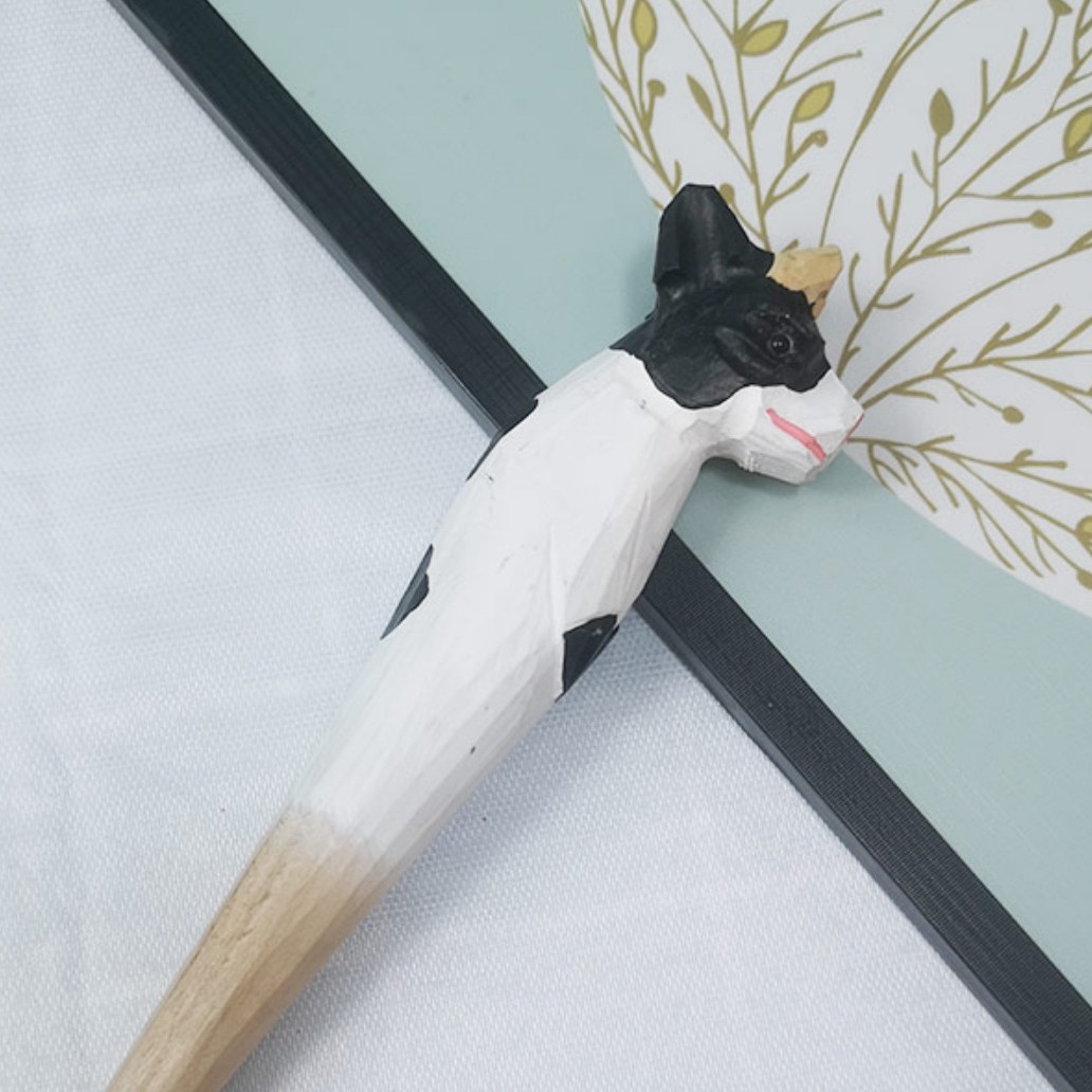 Jirafa elefante lindo animal de dibujos animados pluma tallada a mano creativa pluma de madera talla de madera pluma de gel DIY