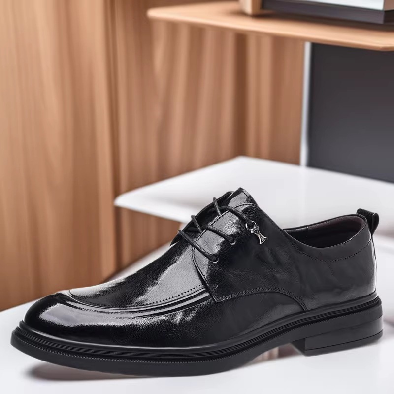 Top Sheepskin Men's Genuine Leather British-style Business Dress Leather Shoes Trendy Casual Groom Wedding Shoes Men's Hair