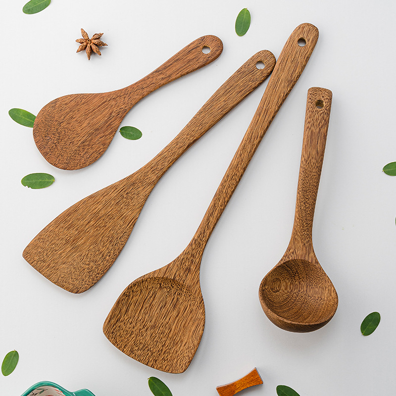 Paint-free and wax-free wooden spatula wholesale chicken wing wood long-handled cooking spatula non-stick spatula wooden spoon full set batch
