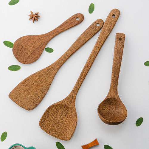 Paint-free and wax-free wooden spatula wholesale chicken wing wood long-handled cooking spatula non-stick spatula wooden spoon full set batch