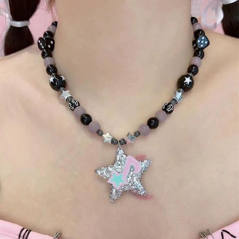 百搭彩色串珠项链女轻奢高级感小众设计明星网红爆款锁骨链饰品潮|undefined