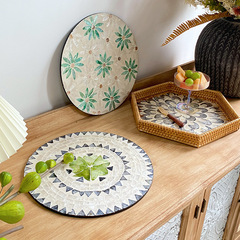 Nordic rattan shell creative colorful storage polygon home living room coffee restaurant tray shooting props