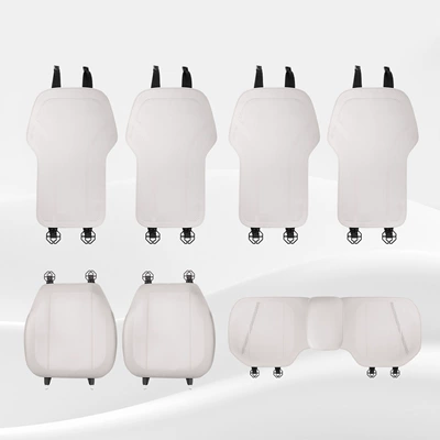 Suitable for Tesla Seat — Seat cushion, seat cover - type-b-thin-cushion-type-a-backrest-elegant-white-seven-piece-set