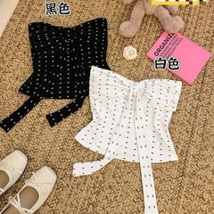 66020#夏季新款波点印花一字围辣妹蝴蝶结抹胸美背