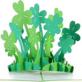 圣帕特里克节水彩贺卡 加厚材质祝福语风景图案节日问候装饰贺卡