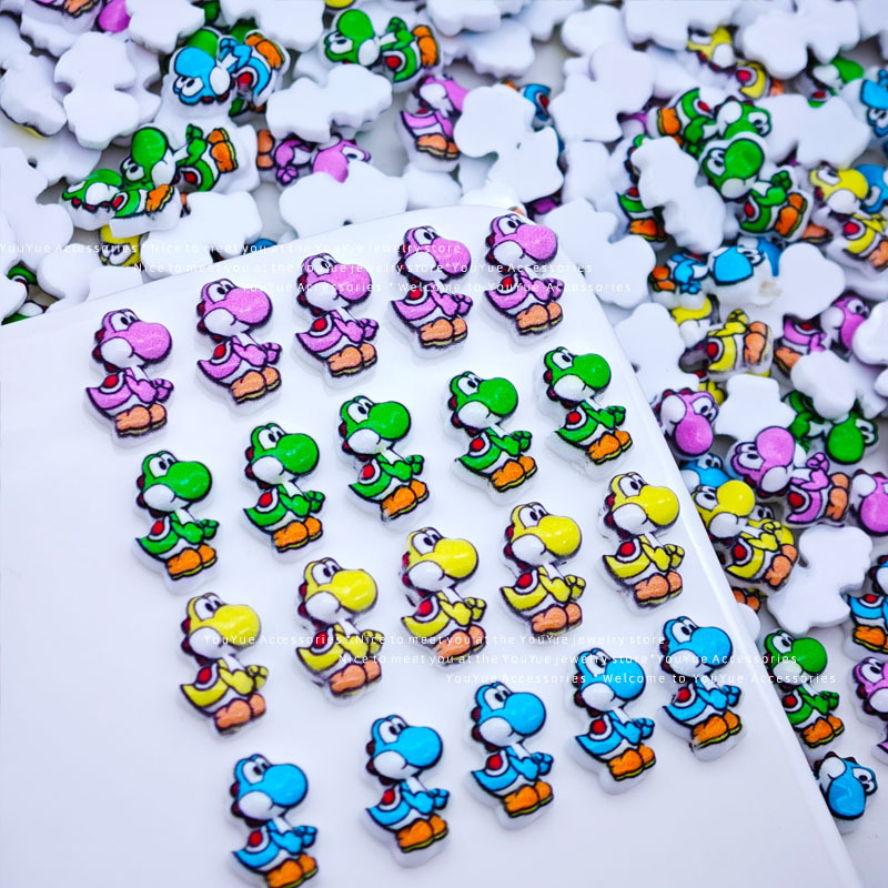Cartoon dinosaur nail art accessories, cute turtle Yoshi nail diamonds, DIY creative toy accessories