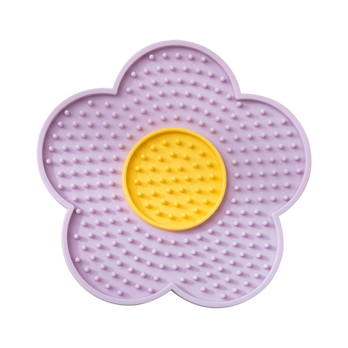 New pet licking mat Sunflower two-color silicone pet licking tray Cute cat and dog pet supplies