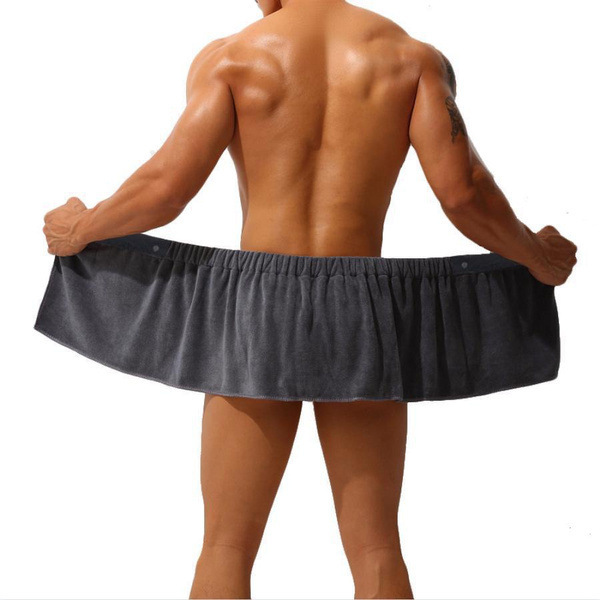 Bath towel men's bath skirt bathing absorbent wearable bath towel pants beach sexy bath skirt anti-light youth boxer pants