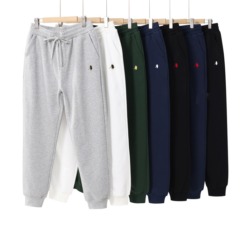 Cross-Border Trade Polo Sweatpants with Embroidered Pony Logo, Loose Casual Pants, Versatile Sports Trousers, Men's Fleece-Lined Trendy Brand