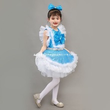 儿童演出服亮片公主裙亮闪闪小孩裙子亮片裙纱裙舞蹈服可爱甜美女