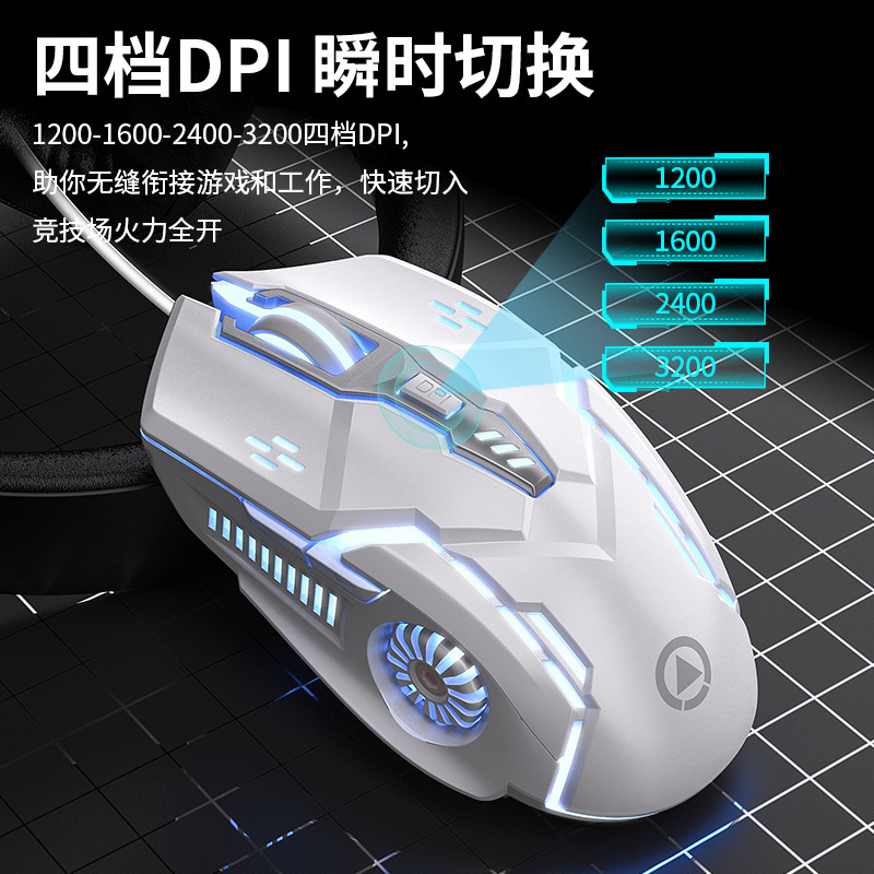 YD-GS ratón con cable luminoso Juego e-sports mecánico mudo Accesorios de ordenador transfronterizo privado modelo Amazon al por mayor