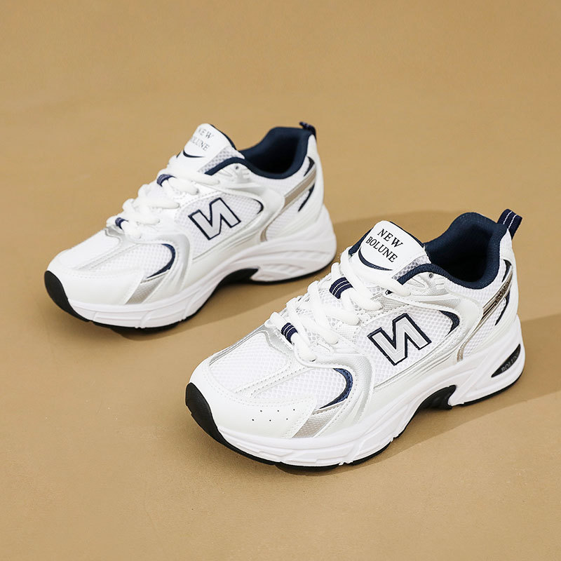 [New Balance] New 2024 Summer and Autumn Sports Shoes Breathable Women's Shoes Color Matching Casual Thick Sole Heightening Dad Shoes