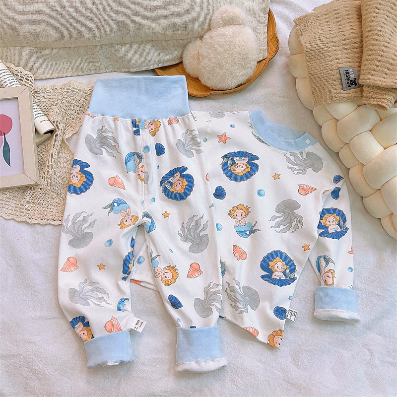 Conjunto de ropa interior para niños otoño nuevo bebé peinado algodón puro bebé cintura alta protección del vientre ropa de otoño pantalones largos ropa para niños