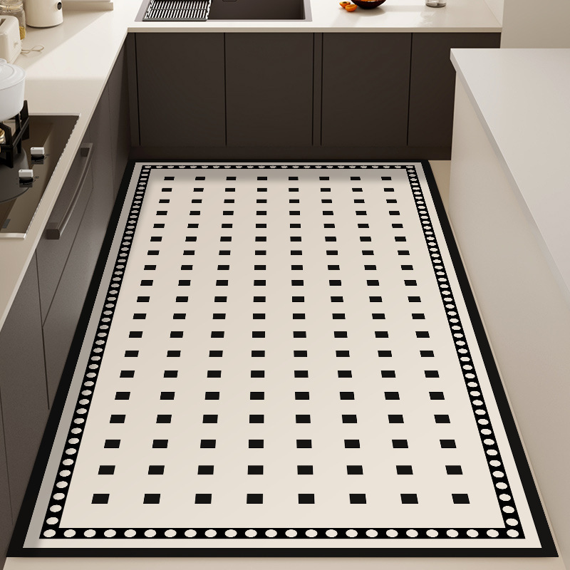 Kitchen Pvc Floor Mats, Oil-Proof and Anti-Fouling Floor Mats, One-Touch Clean, No-Wash, Wipeable Leather Floor Mats, Easy-Care Blankets