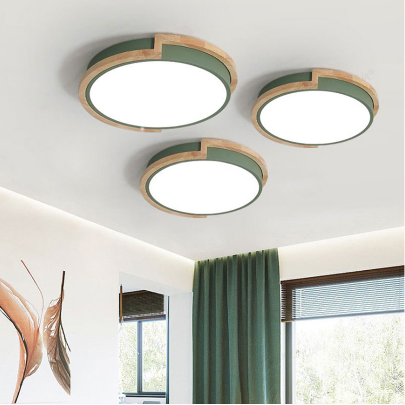 New Nordic bedroom lamp Round LED simple modern Macaron children's room ceiling lamp dining room lamp study lamp
