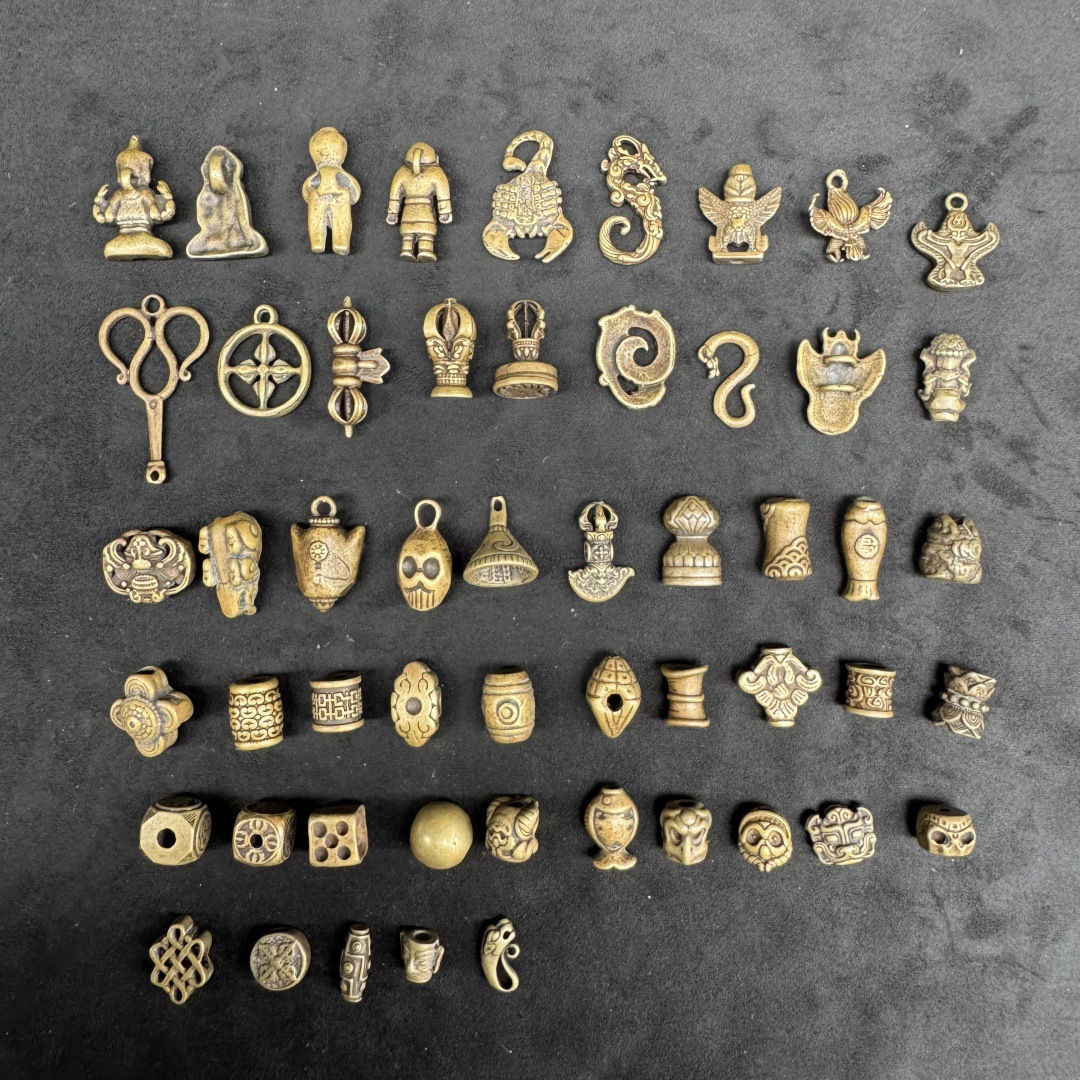 藏传黄铜小元素配饰金刚杵背云记子头菩提佛珠手串DIY配饰吊坠