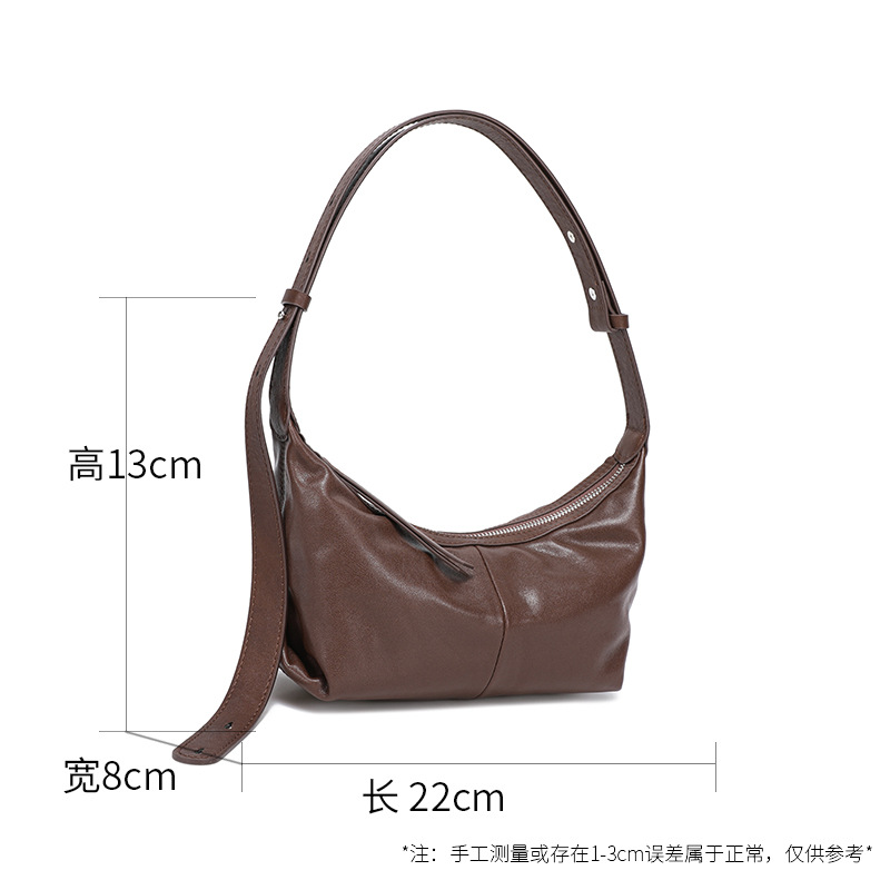 Genuine Leather Women's Underarm Bag 2025 New Retro Crossbody Bag High-Quality Texture Commuter Bag Fashion Versatile Shoulder Bag - Thumbnail 4