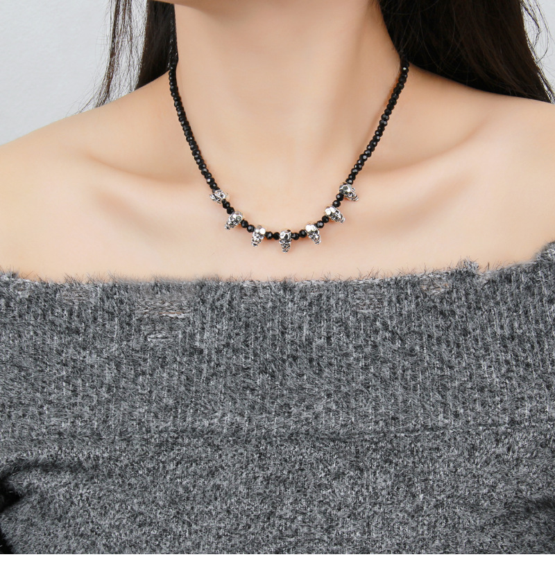 Alloy Pendant Material Vintage Style Punk Skull Artificial Crystal Alloy Halloween Unisex Necklace